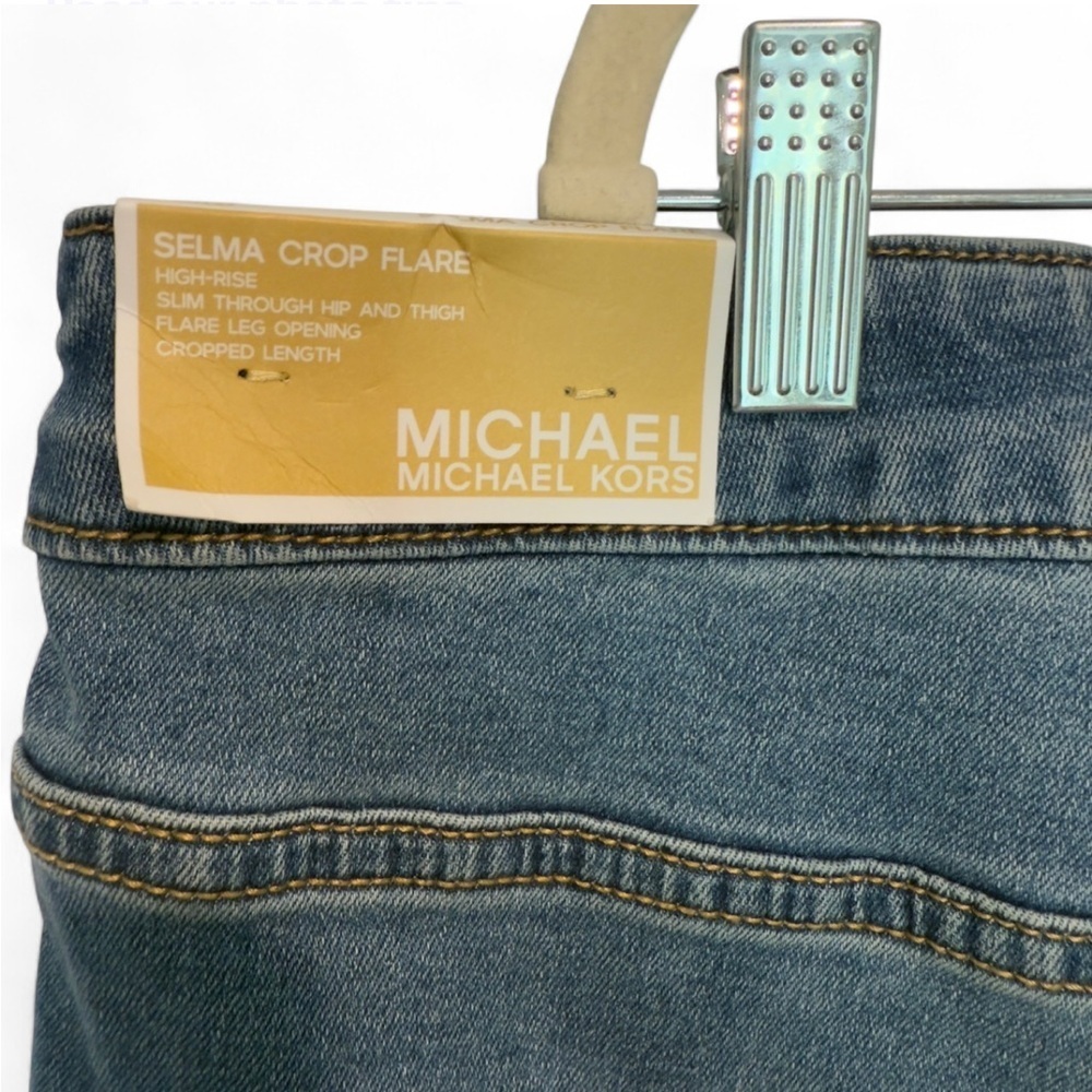 Michael Kors High-Rise Flare Jeans Selma Crop in Cali Blue Denim, Plus Size 20W - Picture 7 of 12